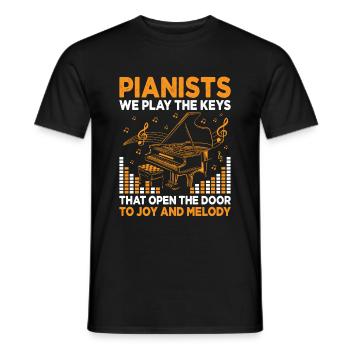 Pianisten Wir spielen Die Tasten, die das Türklavier öffnen - Männer T-Shirt - Schwarz - Vorne - AI Model Male 178 light (178cm)
