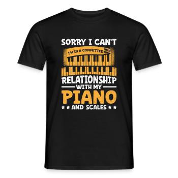 Tut mir leid, ich kann nicht, ich bin in einer festen Beziehung mit - Männer T-Shirt - Schwarz - Vorne - AI Model Male 178 light (178cm)