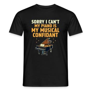 Désolé je ne peux pas, mon piano est mon confident musical Pia - T-shirt homme - noir - Devant - AI Model Male 178 light (178cm)