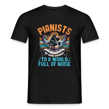 Pianists To A World Full Of Noise Piano Player Pia - Men's T-Shirt - black - Front - AI Model Male 178 light (178cm)