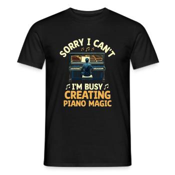 Tut mir leid, ich kann nicht, ich bin damit beschäftigt, Klaviermusik zu kreieren - Männer T-Shirt - Schwarz - Vorne - AI Model Male 178 light (178cm)