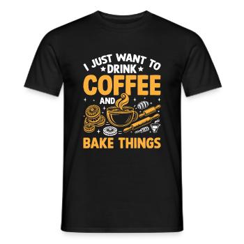 Je veux juste boire du café et faire cuire des choses en cuisinant - T-shirt homme - noir - Devant - AI Model Male 178 light (178cm)