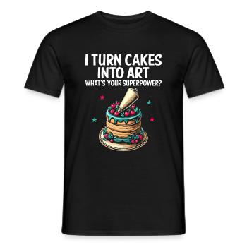 Ich verwandle Kuchen in Kunst Was ist deine Superkraft Bäcker - Männer T-Shirt - Schwarz - Vorne - AI Model Male 178 light (178cm)