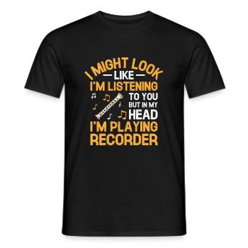 Flûte à bec American Flag USA Instrument Music - T-shirt homme - noir - Devant - AI Model Male 178 light (178cm)
