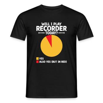 Will I Play Recorder Today Instrument Musician - Men's T-Shirt - black - Front - AI Model Male 178 light (178cm)