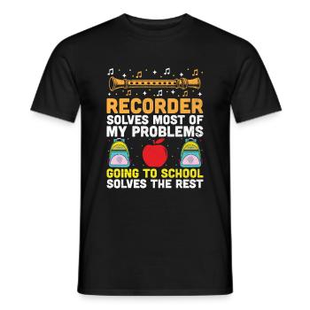 Blockflöte löst die meisten meiner Probleme Instrument Mus - Männer T-Shirt - Schwarz - Vorne - AI Model Male 178 light (178cm)
