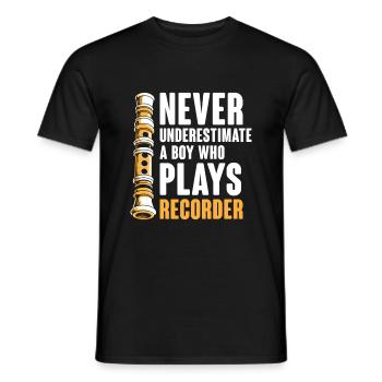 Ne sous-estimez jamais un garçon qui joue de la musique à bec - T-shirt homme - noir - Devant - AI Model Male 178 light (178cm)