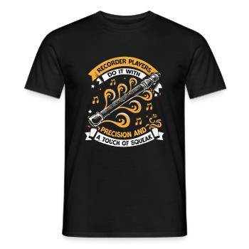 Recorder Players Do It With Precision And A Touch - Men's T-Shirt - black - Front - AI Model Male 178 light (178cm)