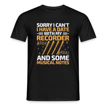 Désolé, je ne peux pas, j’ai un rendez-vous avec ma musique d’enregistreur - T-shirt homme - noir - Devant - AI Model Male 178 light (178cm)