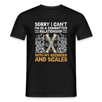 Ich bin in einer festen Beziehung mit meinem Recorder A - Männer T-Shirt - Schwarz - Vorne - AI Model Male 178 light (178cm)