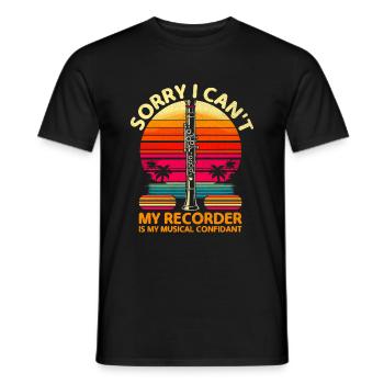 Désolé je ne peux pas, ma flûte à bec est mon confident musical - T-shirt homme - noir - Devant - AI Model Male 178 light (178cm)