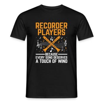 Blockflötenspieler, weil jedes Lied einen Tou verdient - Männer T-Shirt - Schwarz - Vorne - AI Model Male 178 light (178cm)
