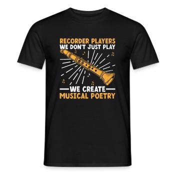 Flûtistes à bec On ne fait pas que jouer, on crée du musi - T-shirt homme - noir - Devant - AI Model Male 178 light (178cm)