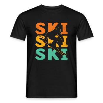 Retro Ski Skifahren Skifahrer Wintersport Ski - Männer T-Shirt - Schwarz - Vorne - AI Model Male 178 light (178cm)