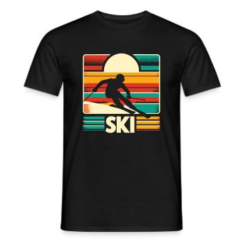Retro Skiing Skier Ski Winter Sports Skis - Men's T-Shirt - black - Front - AI Model Male 178 light (178cm)