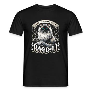 La vie est meilleure avec un Ragdoll Propriétaire de Ragdolls Cat L - T-shirt homme - noir - Devant - AI Model Male 178 light (178cm)