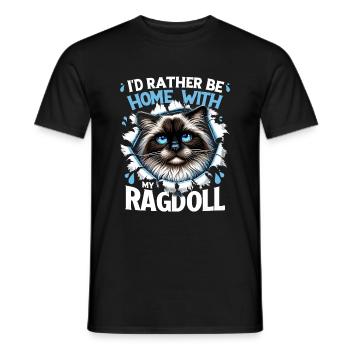 Je préfère être à la maison avec mon propriétaire Ragdoll Ragdolls - T-shirt homme - noir - Devant - AI Model Male 178 light (178cm)