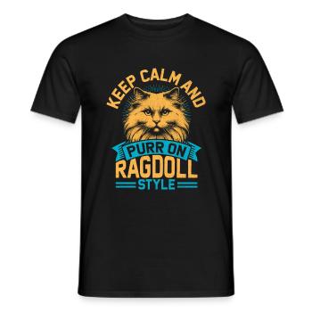 Keep Calm And Purr On Ragdoll Style Ragdolls Cat L - Men's T-Shirt - black - Front - AI Model Male 178 light (178cm)