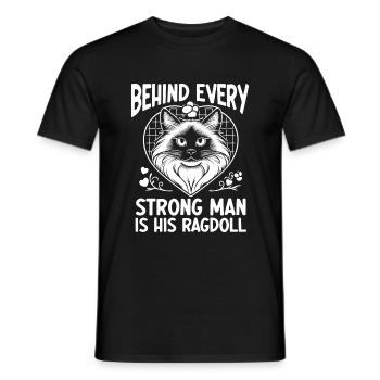 Derrière chaque homme fort se trouve son chat Ragdoll Lover R - T-shirt homme - noir - Devant - AI Model Male 178 light (178cm)