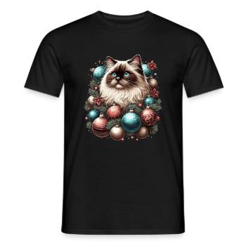 Ragdoll Christmas Ball Cat Lover Ragdolls Cats - Men's T-Shirt - black - Front - AI Model Male 178 light (178cm)