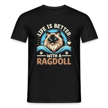 Life Is Better With A Ragdoll Cat Lover Ragdolls - Men's T-Shirt - black - Front - AI Model Male 178 light (178cm)