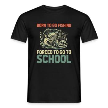 Né pour aller à la pêche Forcé d’aller à l’école Pêche - T-shirt homme - noir - Devant - AI Model Male 178 light (178cm)