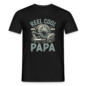Reel Cool Papa Bass Fishing Angler Dad Fisherman A - Men's T-Shirt - black - Front - AI Model Male 178 light (178cm)