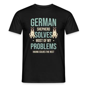 German Shepherd Solves Most Of My Problems Hiking - Men's T-Shirt - black - Front - AI Model Male 178 light (178cm)