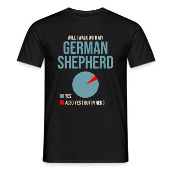 Werde ich mit meinem Deutschen Schäferhund Liebhaber GSD spazieren gehen? - Männer T-Shirt - Schwarz - Vorne - AI Model Male 178 light (178cm)