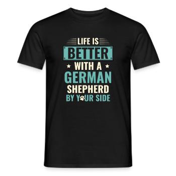 Das Leben ist besser mit einem Deutschen Schäferhund an Ihrer Seite - Männer T-Shirt - Schwarz - Vorne - AI Model Male 178 light (178cm)