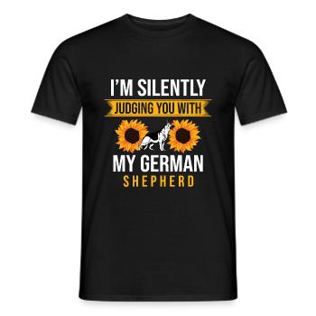I'm Silently Judging You With My German Shepherd G - Men's T-Shirt - black - Front - AI Model Male 178 light (178cm)