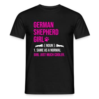 German Shepherd Girl Same As A Normal Girl Just Mu - Men's T-Shirt - black - Front - AI Model Male 178 light (178cm)