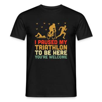 J’ai mis mon triathlon en pause pour être ici, vous êtes les bienvenus Tr - T-shirt homme - noir - Devant - AI Model Male 178 light (178cm)