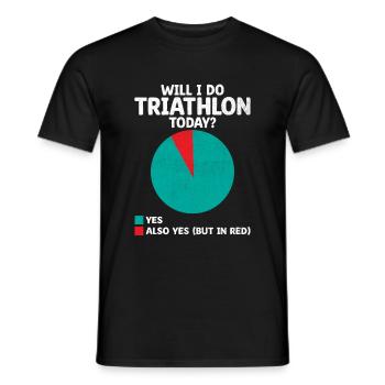 Werde ich heute Triathlon machen, Schwimmen, Radfahren, Laufen, Triathlet - Männer T-Shirt - Schwarz - Vorne - AI Model Male 178 light (178cm)