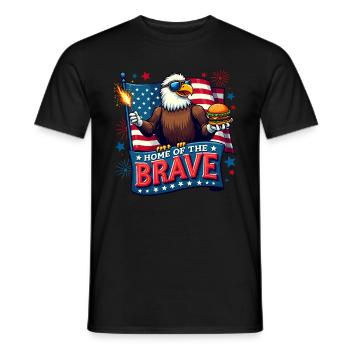 Patriotic Eagle with Flag - Men's T-Shirt - black - Front - AI Model Male 178 light (178cm)