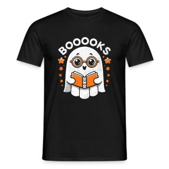 Booooks Ghost Halloween Book Bookworm Reading - Men's T-Shirt - black - Front - AI Model Male 178 light (178cm)