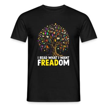 I Read What I Want Freadom Book Reading Bookworm - Men's T-Shirt - black - Front - AI Model Male 178 light (178cm)