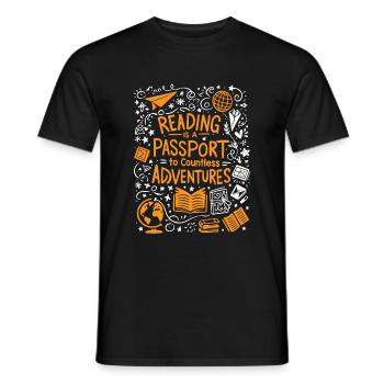 Reading Is A Passport To Countless Adventures Book - Men's T-Shirt - black - Front - AI Model Male 178 light (178cm)