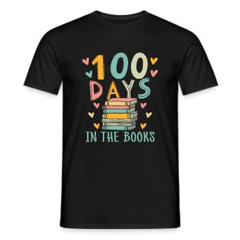 100 Days In The Books Book Reading Bookworm - Men's T-Shirt - black - Front - AI Model Male 178 light (178cm)