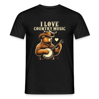 I Love Country Music Cowboy Bear Song Lover - Men's T-Shirt - black - Front - AI Model Male 178 light (178cm)