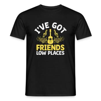 I've Got Friends Low Places Country Music Song - Men's T-Shirt - black - Front - AI Model Male 178 light (178cm)