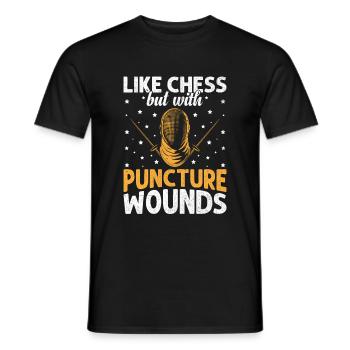 Comme un jeu d’échecs, mais avec des blessures par perforation, l’escrime - T-shirt homme - noir - Devant - AI Model Male 178 light (178cm)