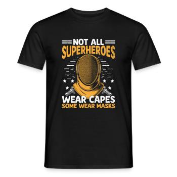 Nicht alle Superhelden tragen Umhänge, manche tragen Masken - Männer T-Shirt - Schwarz - Vorne - AI Model Male 178 light (178cm)
