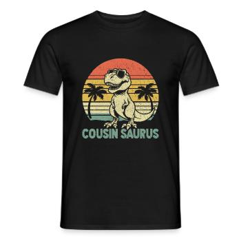Retro Cousin Saurus Dinosaur Cousins Family - Men's T-Shirt - black - Front - AI Model Male 178 light (178cm)