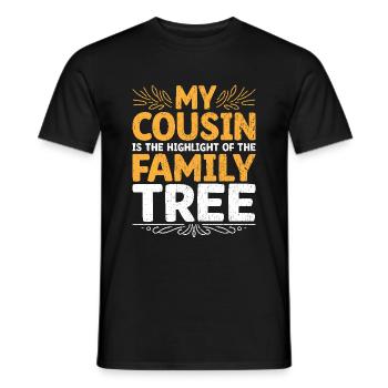Mon cousin est le point culminant de l’arbre généalogique - T-shirt homme - noir - Devant - AI Model Male 178 light (178cm)