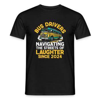 Busfahrer, die durch die Straßen des Lachens navigieren - Männer T-Shirt - Schwarz - Vorne - AI Model Male 178 light (178cm)