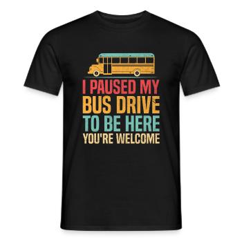 J’ai interrompu mon trajet en bus pour être ici, vous êtes les bienvenus - T-shirt homme - noir - Devant - AI Model Male 178 light (178cm)