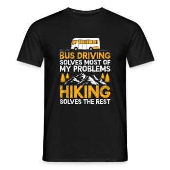 La conduite en bus résout la plupart de mes problèmes de randonnée - T-shirt homme - noir - Devant - AI Model Male 178 light (178cm)