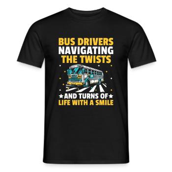 Busfahrer, die durch die Kurven und Kurven des - Männer T-Shirt - Schwarz - Vorne - AI Model Male 178 light (178cm)