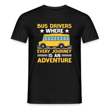 Busfahrer, bei denen jede Fahrt ein Abenteuer ist - Männer T-Shirt - Schwarz - Vorne - AI Model Male 178 light (178cm)